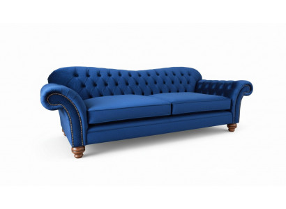 Three-seater sofa 3-seater sofas blue fabric living room luxury seating XXL big