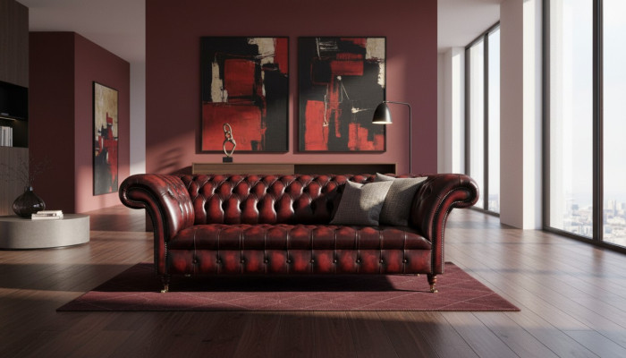 Chesterfield Leather Sofa 3 Seater Brown Designer Couch Luxury Upholstery New