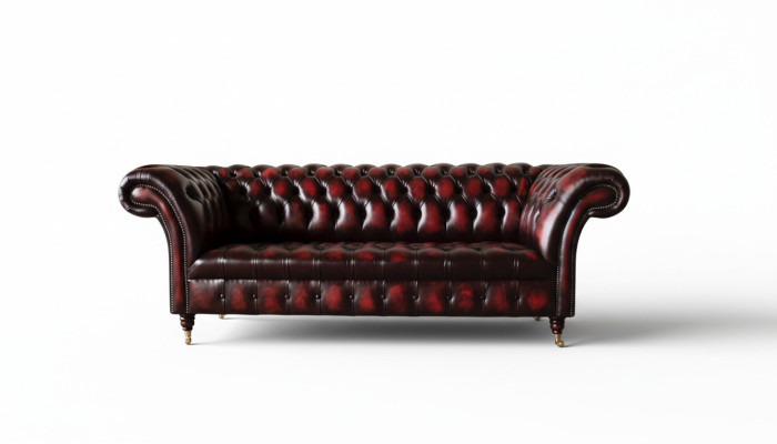 Chesterfield Leather Sofa 3 Seater Brown Designer Couch Luxury Upholstery New