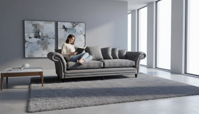 Chesterfield Couch Upholstery Sofas Classic Sofa 4-Seater Couches Gray