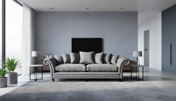 Chesterfield Couch Upholstery Sofas Classic Sofa 4-Seater Couches Gray