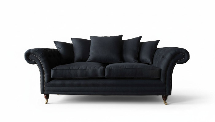 Sofa Textile Fabric 3-Seater Couch Designer Seat Upholstery Black XXL big