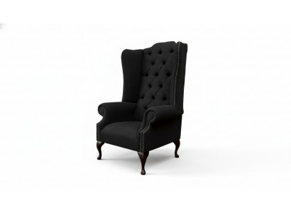 Wing chair armchair seater black design upholstery Chesterfield textile new