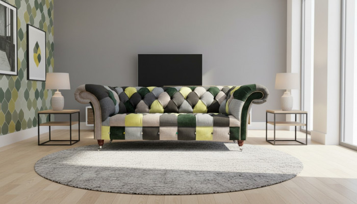 Beautiful stylish 3-seater Chesterfield sofa for the living room.