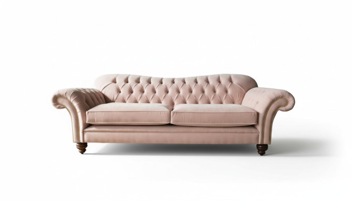 Sofa 3-seater Chesterfield couch seat textile fabric couches pink upholstery