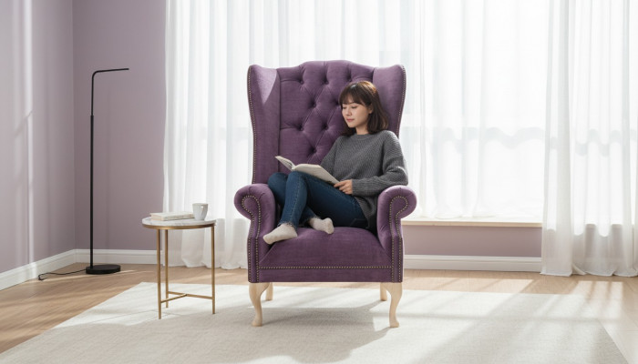 Wing chair designer textile single-seater couches upholstery Chesterfield seat