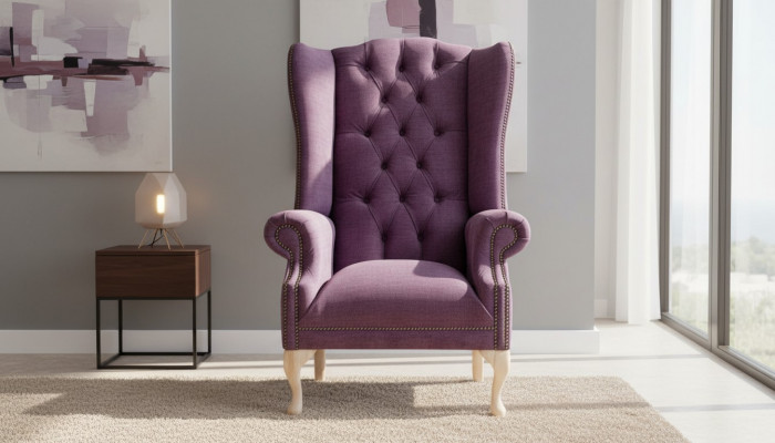 Wing chair designer textile single-seater couches upholstery Chesterfield seat