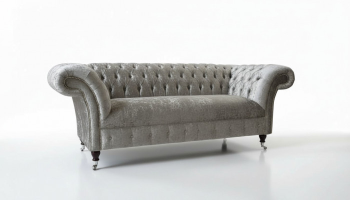 Chesterfield Design Sofa Couch 2-Seater Upholstery Gray Sofas Couches New
