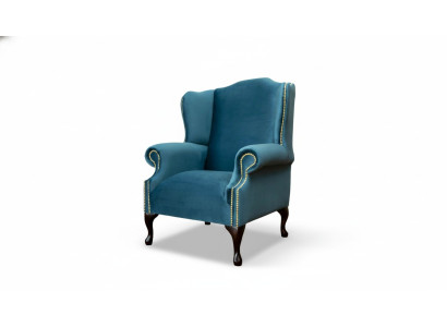 Wingback armchair single-seater Chesterfield couch blue sofa upholstery furniture new