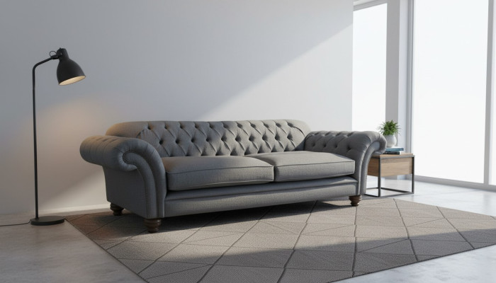 Sofa Luxury Textile Chesterfield Couch Sofas Upholstery 3 Seater Gray Design
