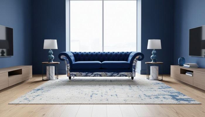 Chesterfield Royal Blue Velvet Couch Cushion Seat Lounge Sofas Couches