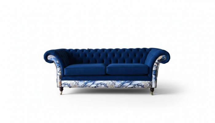 Chesterfield Royal Blue Velvet Couch Cushion Seat Lounge Sofas Couches