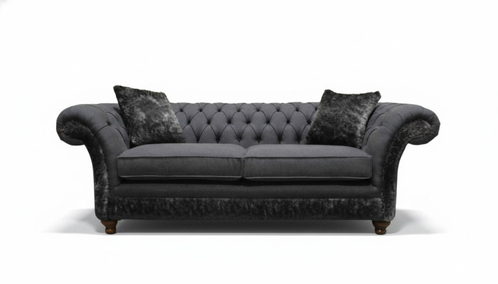 Sofa 3-seater Couch Textile Sofa Gray Design Furniture Sofas Couches Chesterfield