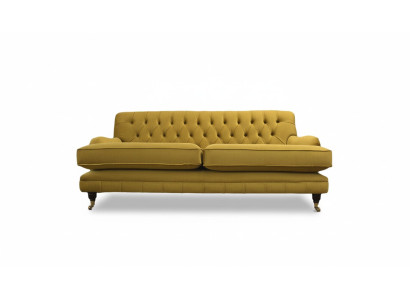 Sofa 3-Seater Yellow Upholstered Sofa Living Room Elegant Design Classic