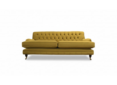Sofa 3-Seater Yellow Upholstered Sofa Living Room Elegant Design Classic
