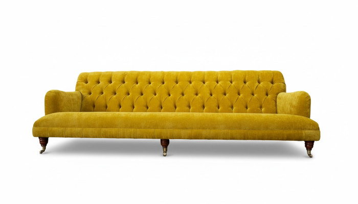 Design Chesterfield Chesterfield Fabric Yellow 5-Seater Sofa Upholstery New