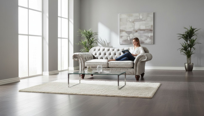 Chesterfield Upholstered Fabric Sofa 2-Seater Sofa Design Luxury Fabric Sofas