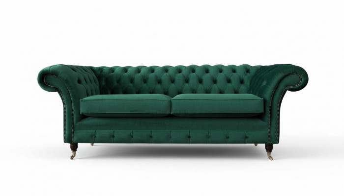 Chesterfield 3-seater upholstered couch sofa textile modern style fabric new