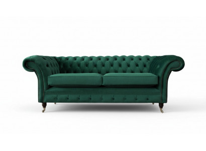 Chesterfield 3-seater upholstered couch sofa textile modern style fabric new