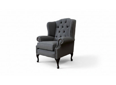 Gray Wing Chair Armchair Design Upholstered Sofa Couch Chesterfield Textile New