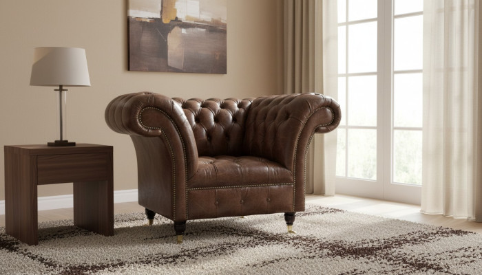 Chesterfield Armchair Classic Design Living Room Upholstered Single Chair Style Furniture