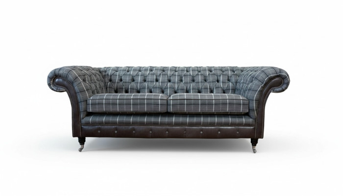 Sofa 3 seater sofas fabric couches design furniture three-seater gray Chesterfield