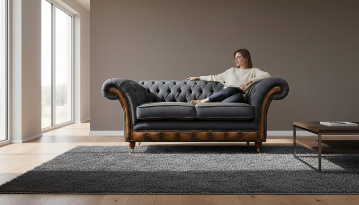 Sofa 2-seater design sofas upholstered couches fabric chesterfield two-seater