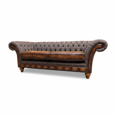 Living Room Modern Sofa 3-Seater Design Style Furniture Chesterfield Sofas Gray New