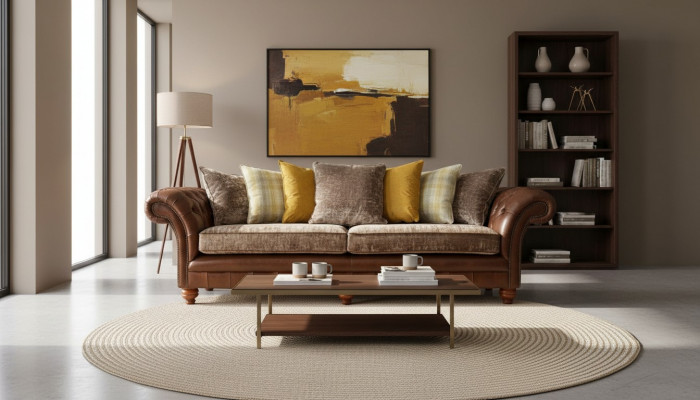 Sofa Couch 3-Seater Design Couch Upholstery Fabric Classic Three-Seater New