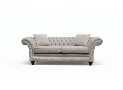 Modern three-seater design upholstered fabric sofa 3-seater living room sofa Chesterfield beige