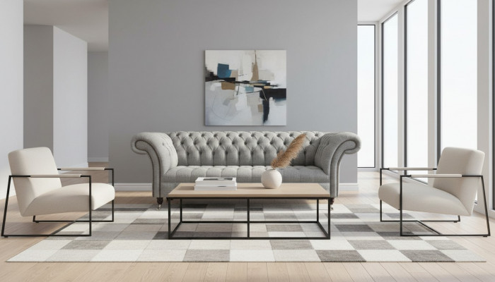 Chesterfield 3-seater sofa grey design couches upholstery sofas couches