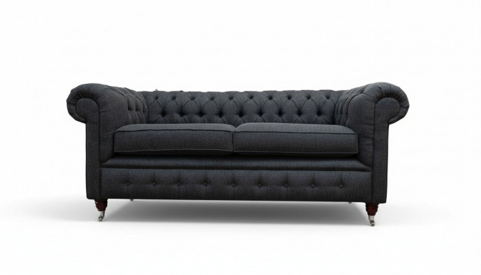 Chesterfield couch upholstery furniture two-seater couches sofas fabric gray