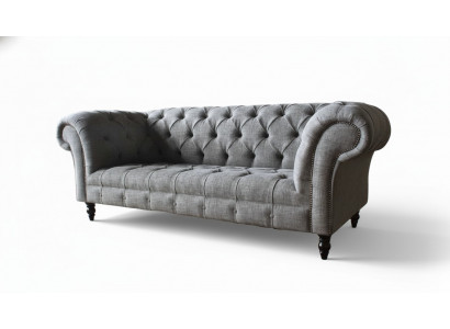 Chesterfield couch sofa upholstery 3-seater couches seat sofas gray new