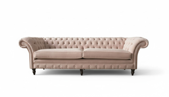 Modern Chesterfield 4-seater design sofa pink upholstery sofas fabric textile