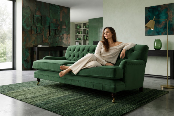 Chesterfield Sofa 3-Seater Fabric Couch Upholstered Sofas Textile Three-Seater