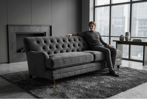 Designer Sofa 3-Seater Modern Couch Upholstery Gray Sofas Design Sofa