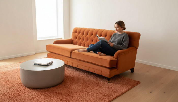 Three-seater sofa 3-seat fabric Chesterfield modern design living room couch