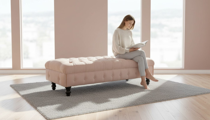 Footstool Ottoman Upholstered Stool Seat Ottoman Chesterfield