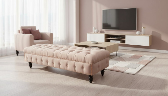 Footstool Ottoman Upholstered Stool Seat Ottoman Chesterfield
