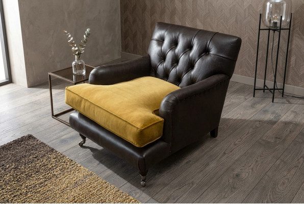 Armchair Couch Sofa Leather Brown Lounge Upholstery Seat Luxury Design Club