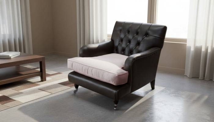 Armchair Design Sofa Relax Lounge Brown Upholstery Luxury Chesterfield New