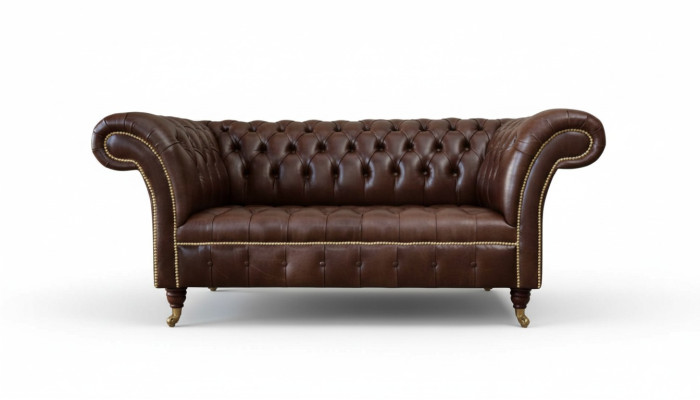 New upholstered Chesterfield two-seater sofa