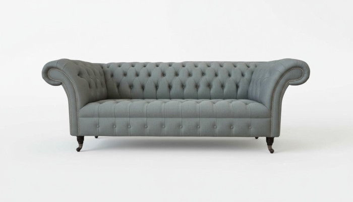 Sofa 3-Seater Couch Fabric Modern Luxury Gray Chesterfield Three-Seater New