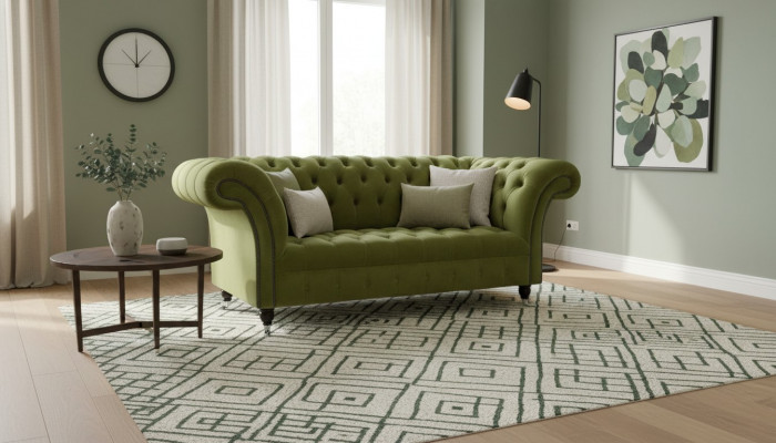 Sofa 2 Seater Couch Upholstered Sofa Fabric Chesterfield Couches Green New