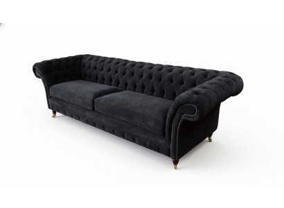 Three-seater couch, black upholstery sofa, 3-seat sofas, room furniture design
