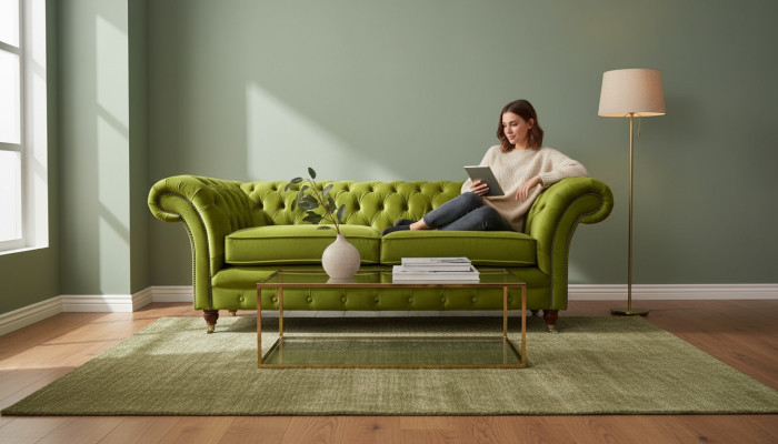 Sofa 3 seater fabric design couch upholstered sofas textile modern Chesterfield