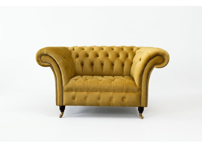 Chesterfield Yellow Armchair Sofa Upholstery Luxury Textile Design Sofas New