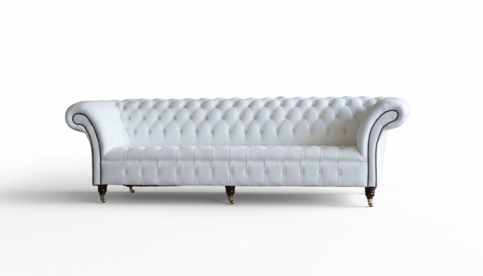 Chesterfield sofas design luxury white textile sofa 4-seater fabric four-seater