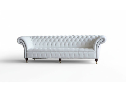 Chesterfield sofas design luxury white textile sofa 4-seater fabric four-seater