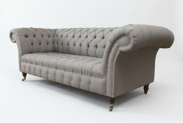 Chesterfield 3-seater upholstered couch sofa couches textile modern style gray